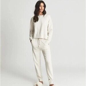 Reiss Nina Sweatshirt Sweatpants Lounge Set Heathered Gray Comfy Size S